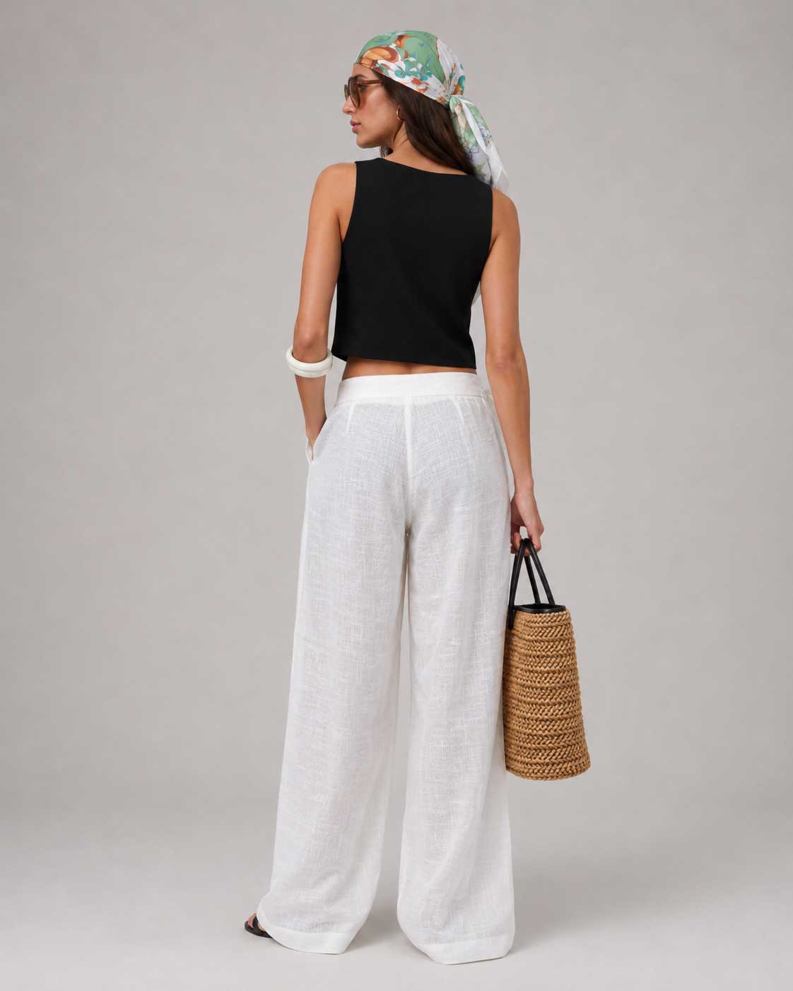 Wide-Leg White Linen Pants Wide- leg CIZARO - Cizaro Jeans