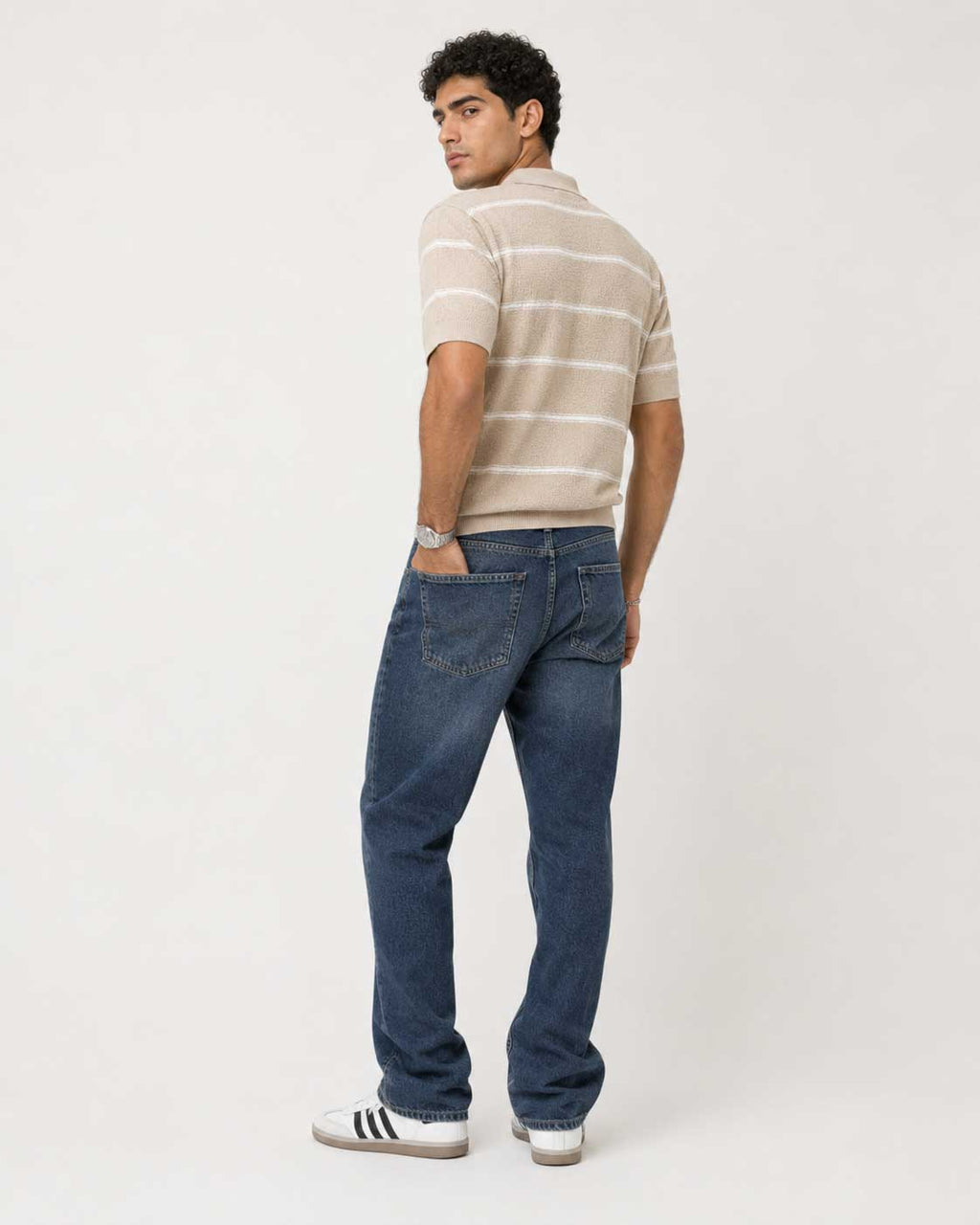 Fine-Knit Striped Polo Shirt – Soft Sand shirt CIZARO - Cizaro Jeans