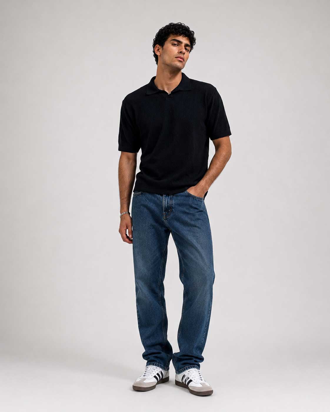 Fine Knit Polo Shirt – Black shirt CIZARO - Cizaro Jeans