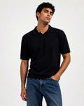 Fine Knit Polo Shirt – Black shirt CIZARO - Cizaro Jeans