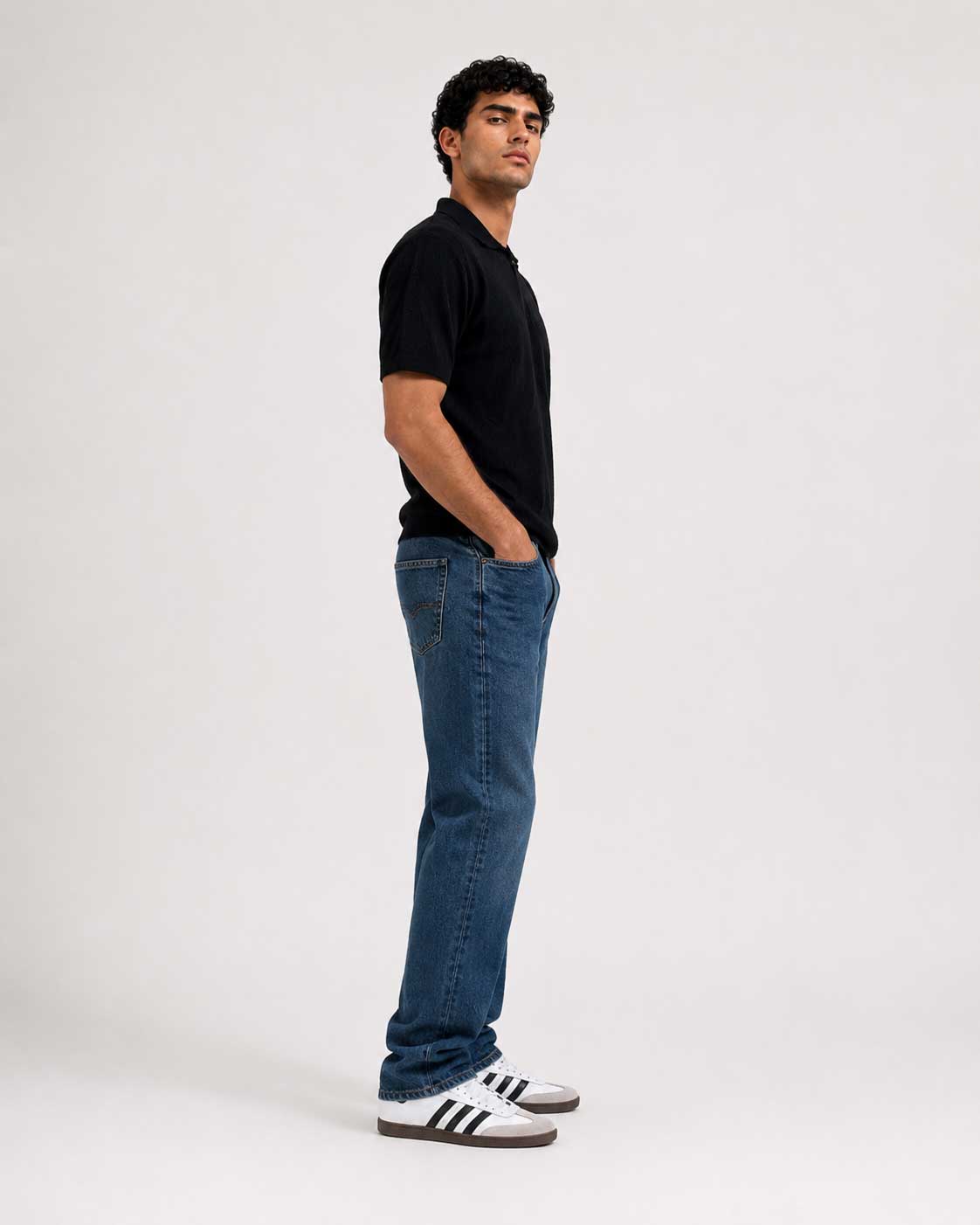 Fine Knit Polo Shirt – Black shirt CIZARO - Cizaro Jeans