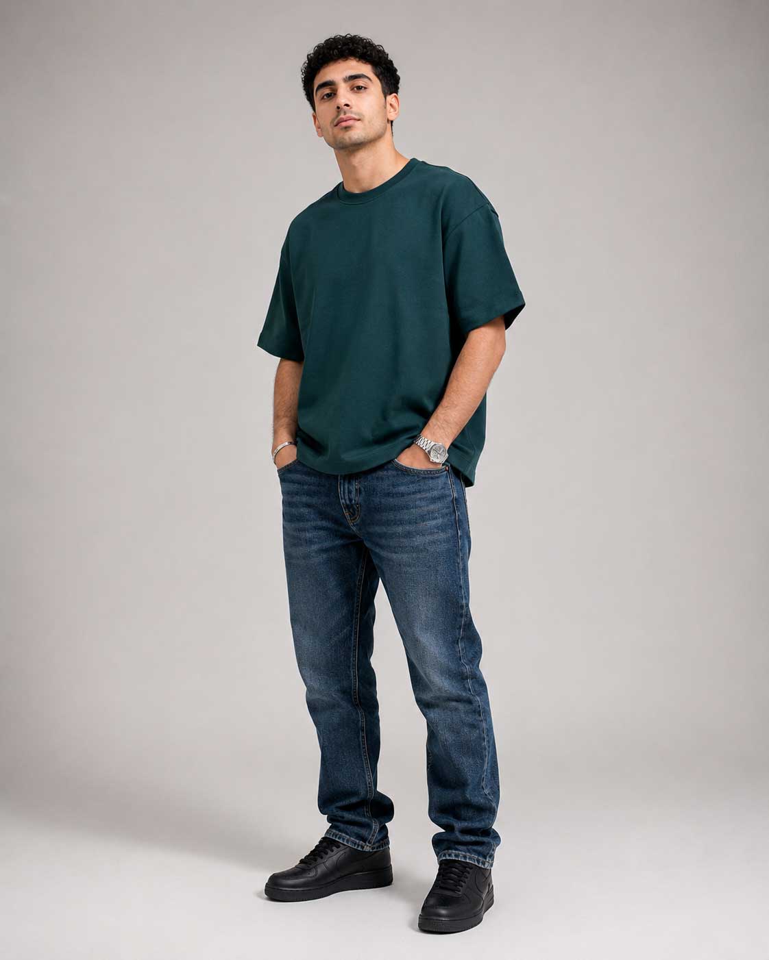 Relaxed Fit T-Shirt – Midnight Green T-shirt CIZARO - Cizaro Jeans