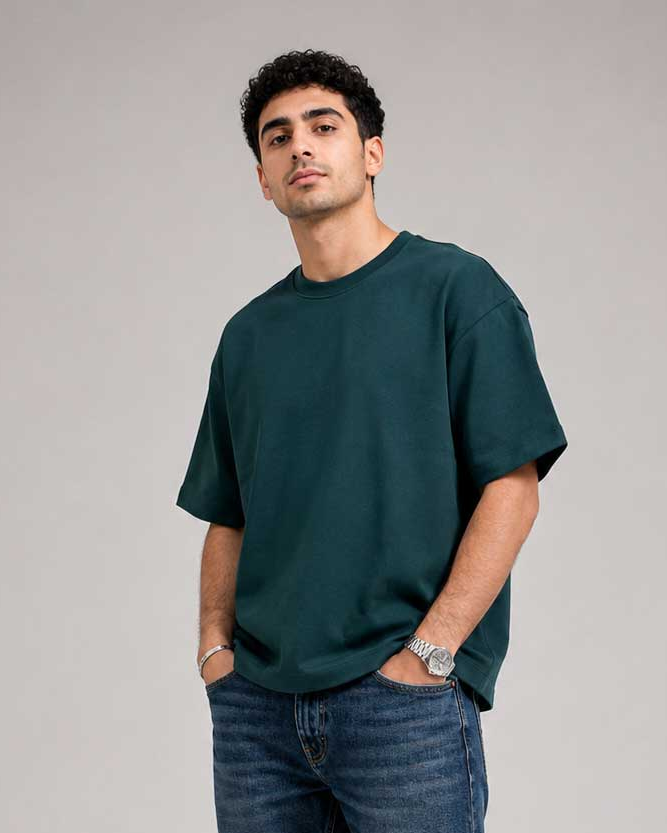 Relaxed Fit T-Shirt – Midnight Green T-shirt CIZARO - Cizaro Jeans