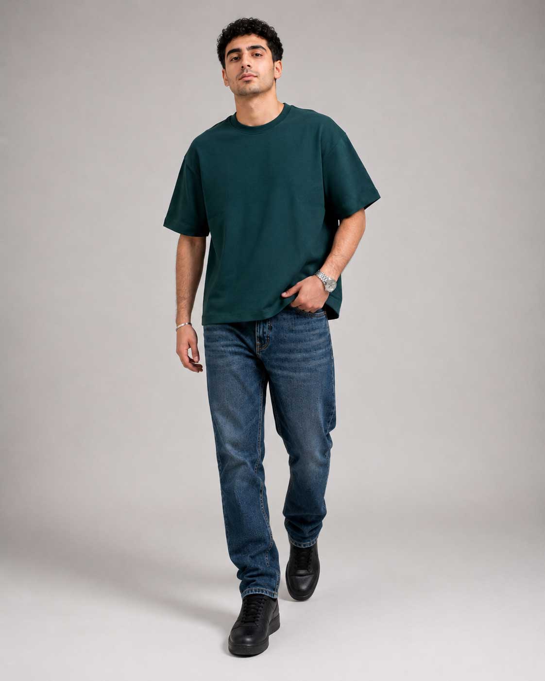 Relaxed Fit T-Shirt – Midnight Green T-shirt CIZARO - Cizaro Jeans