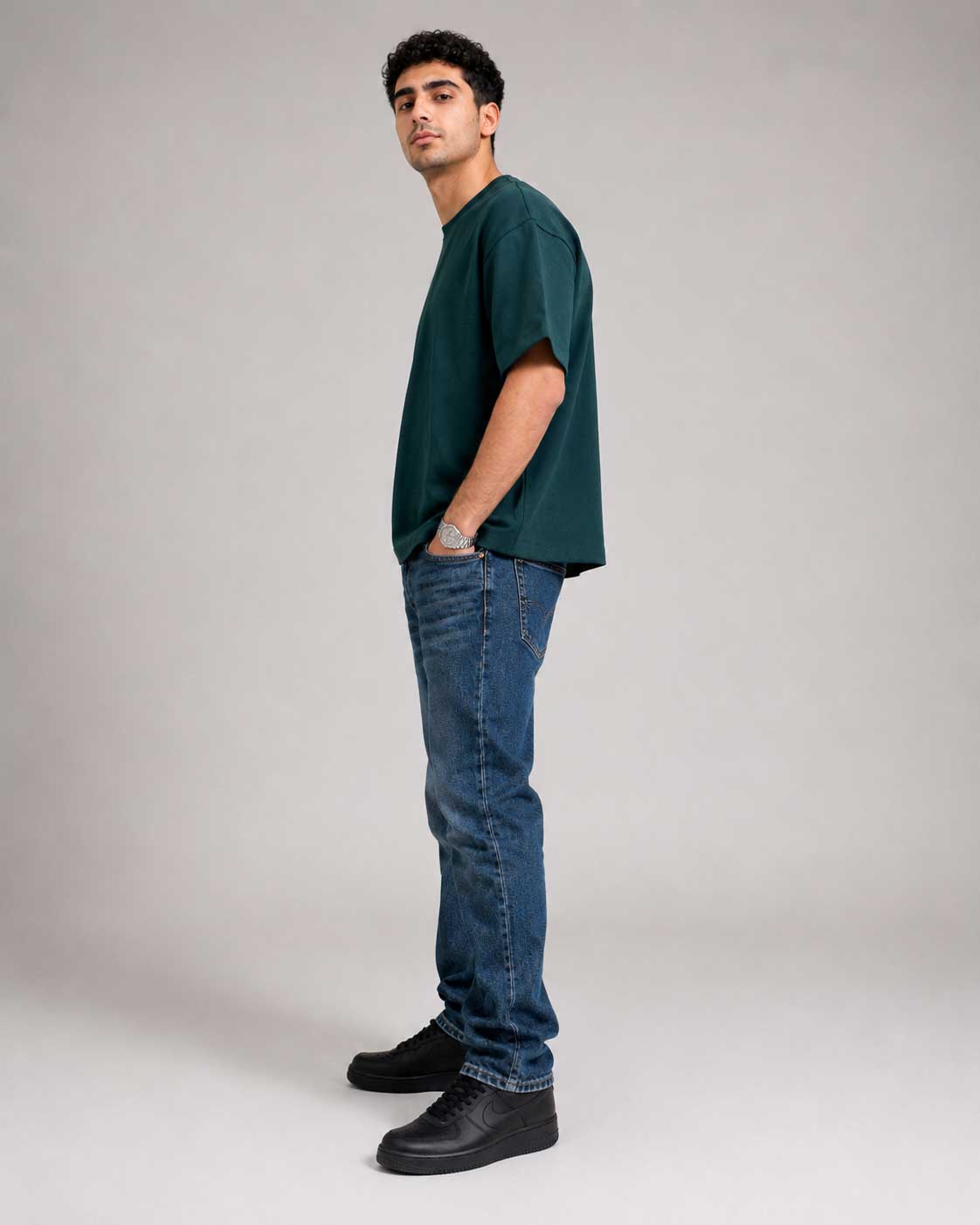 Relaxed Fit T-Shirt – Midnight Green T-shirt CIZARO - Cizaro Jeans
