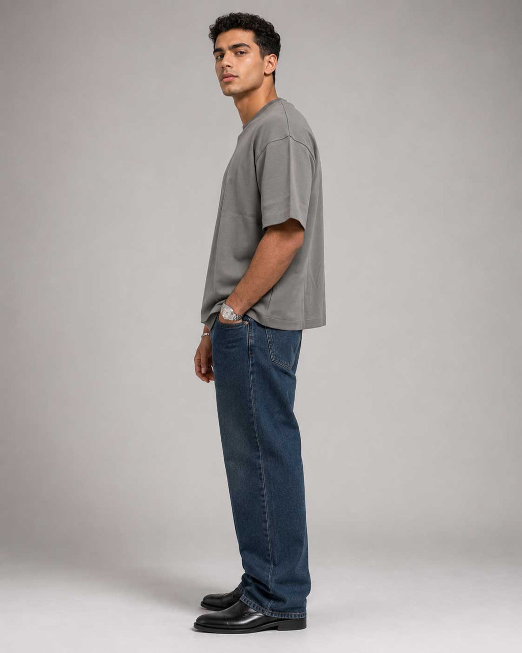 Relaxed Fit T-Shirt – Grey T-shirt CIZARO - Cizaro Jeans