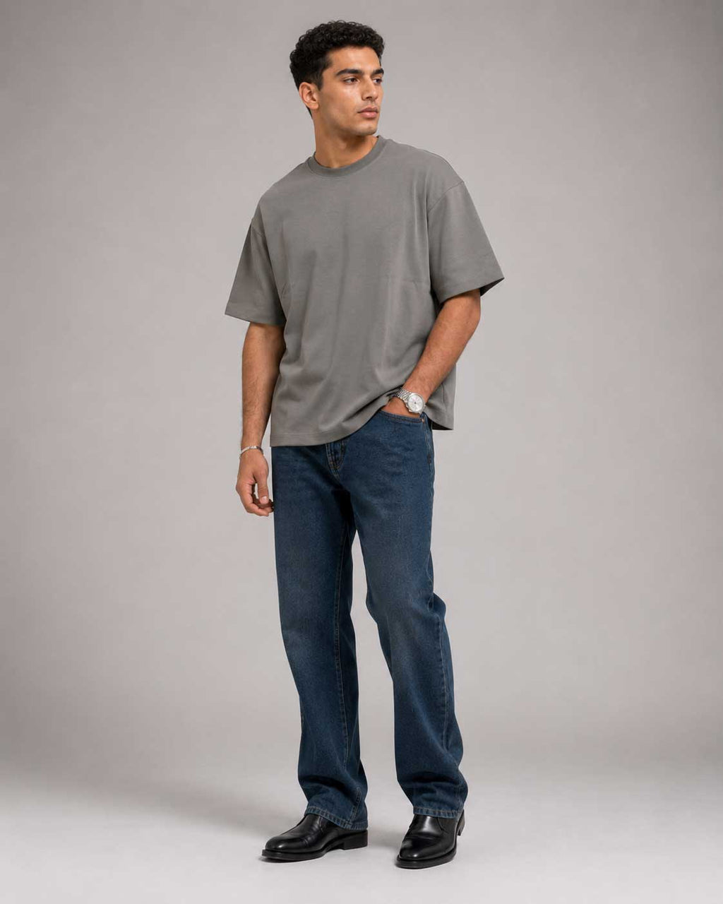 Relaxed Fit T-Shirt – Grey T-shirt CIZARO - Cizaro Jeans