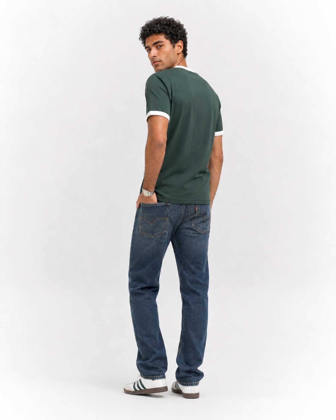 Regular Fit Ringer T-Shirt – Midnight Green T-shirt CIZARO - Cizaro Jeans
