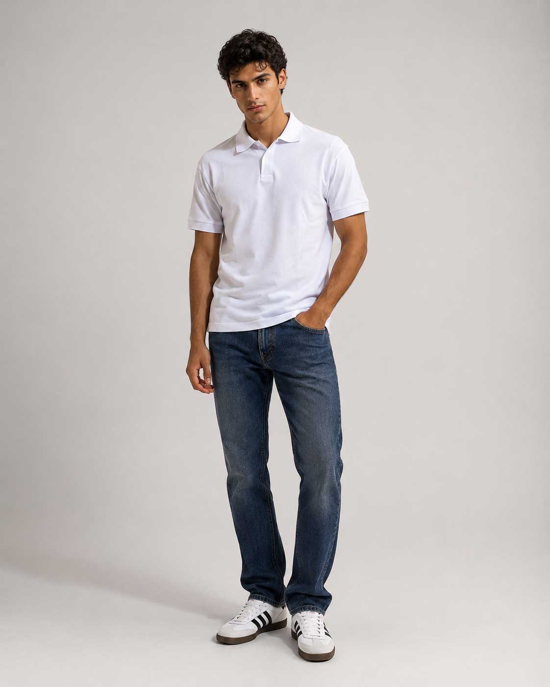 Regular Fit Polo Shirt – White shirt CIZARO - Cizaro Jeans