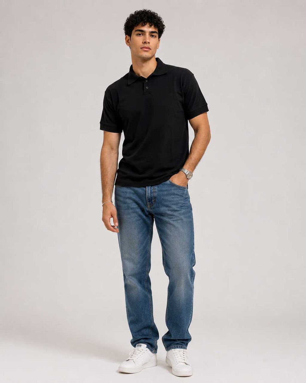 Regular Fit Polo Shirt – Black shirt CIZARO - Cizaro Jeans