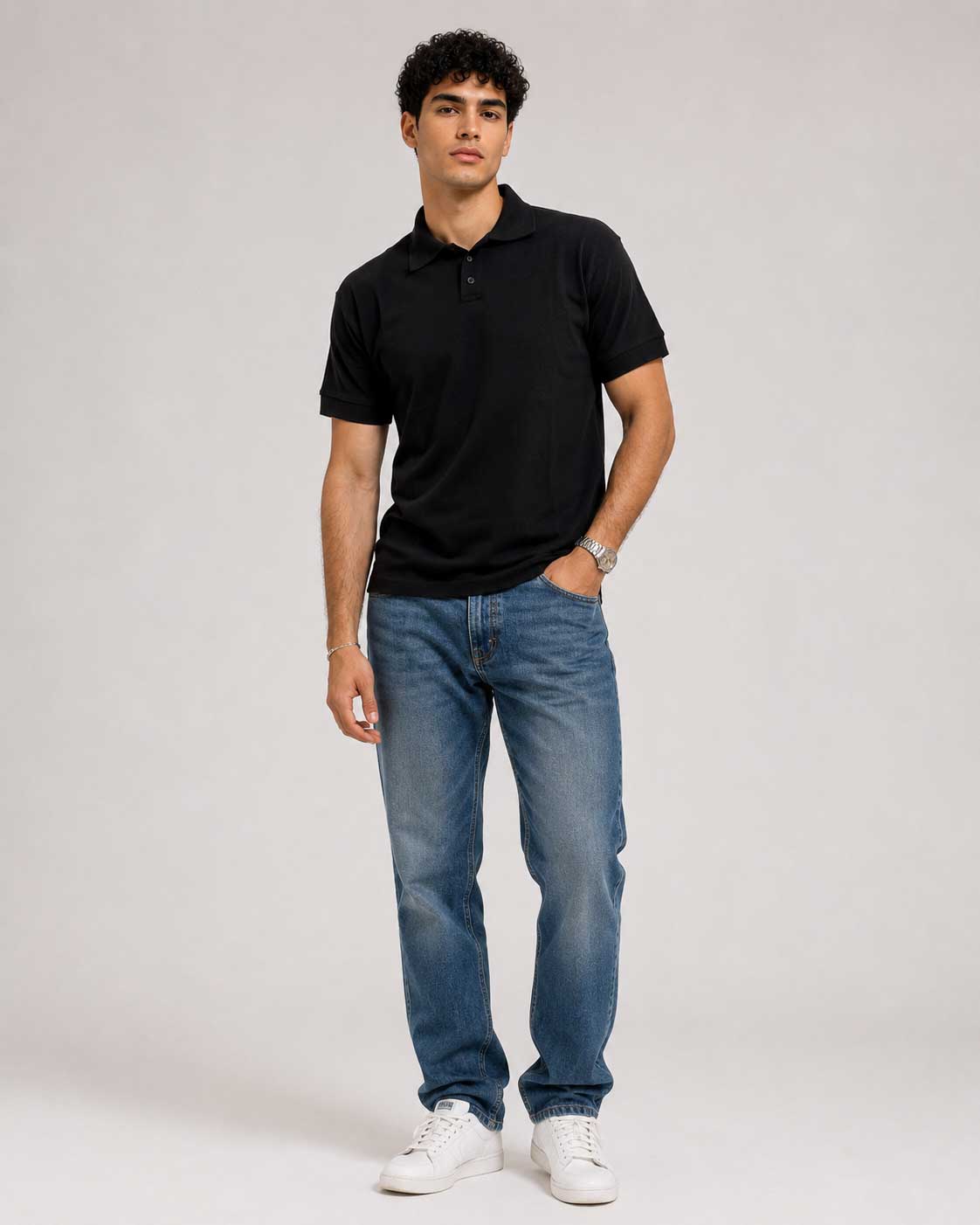 Regular Fit Polo Shirt – Black shirt CIZARO - Cizaro Jeans