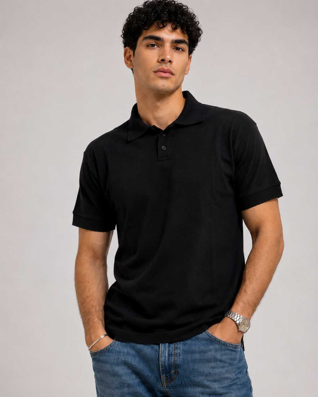 Regular Fit Polo Shirt – Black shirt CIZARO - Cizaro Jeans