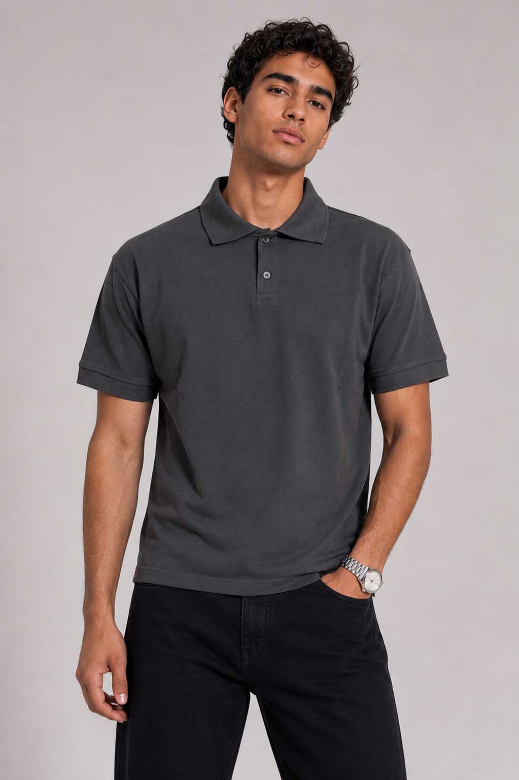 Regular Fit Polo Shirt – Grey shirt CIZARO - Cizaro Jeans