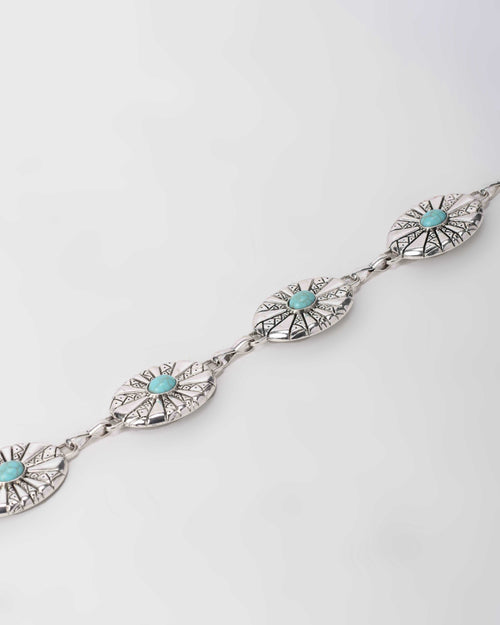 Silver Turquoise Disc Chain Belt Silver Turquoise CZBELT - Cizaro Jeans