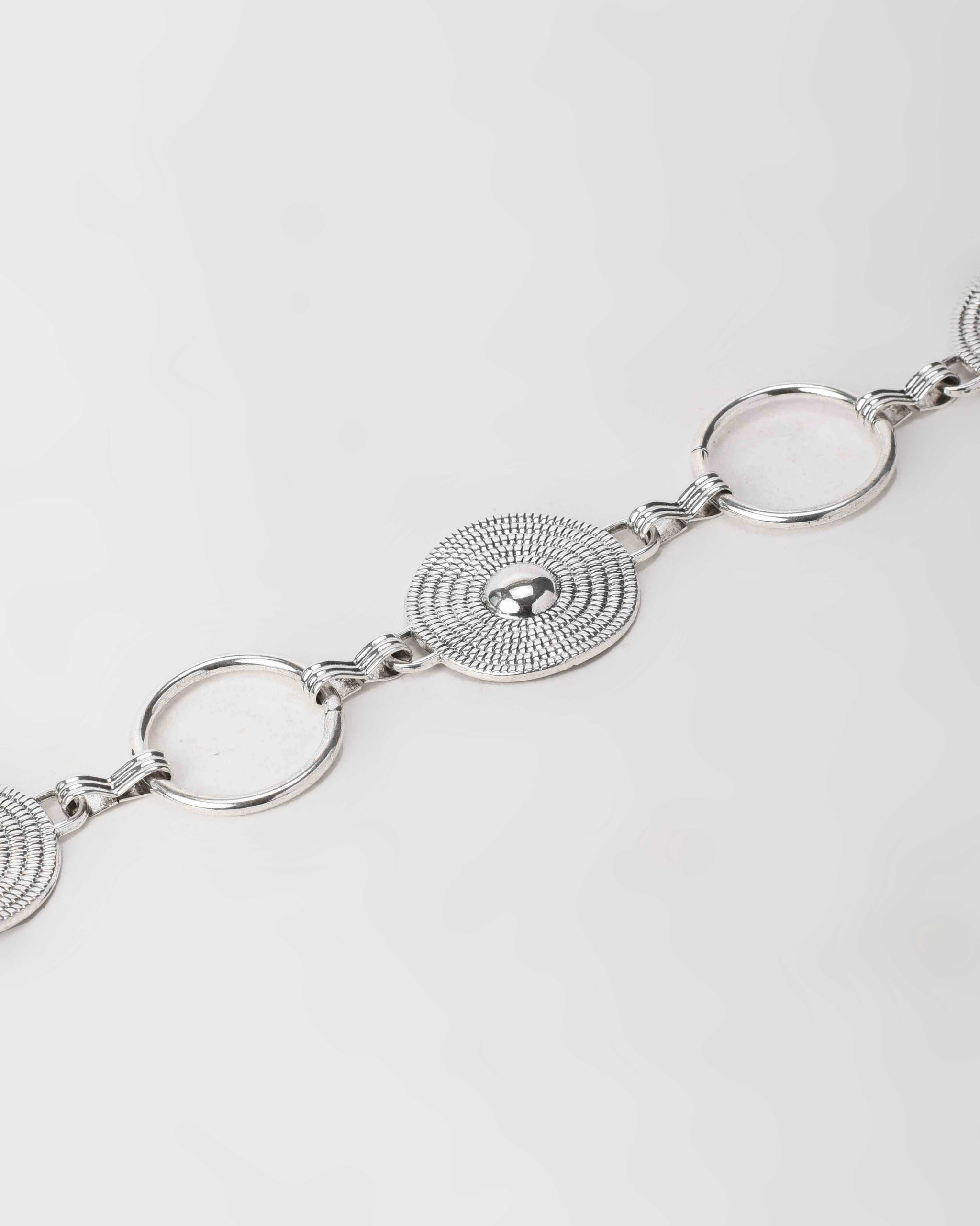 Silver Disc Chain Belt Alloy Metal CZBELT - Cizaro Jeans