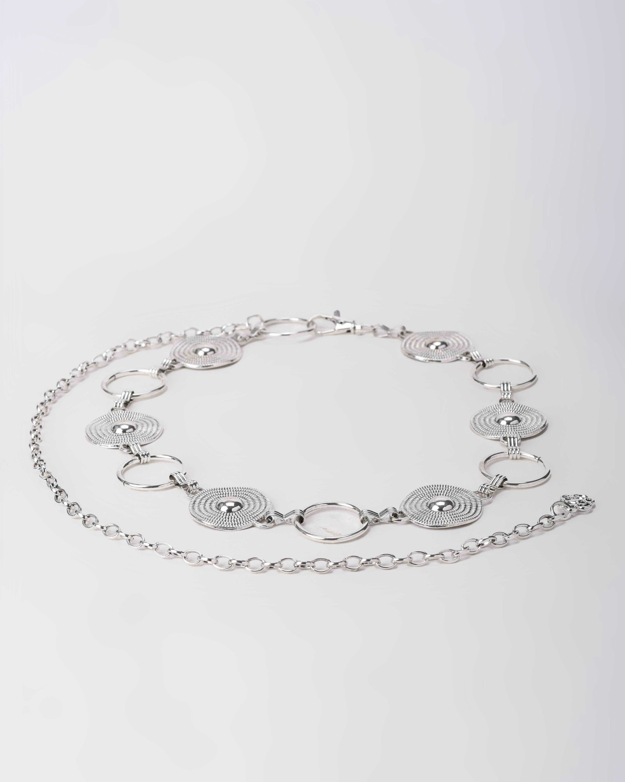 Silver Disc Chain Belt Alloy Metal CZBELT - Cizaro Jeans