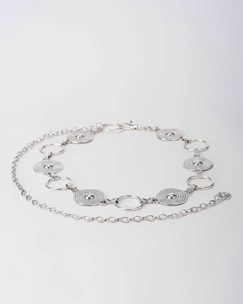 Silver Disc Chain Belt Belt CZBELT - Cizaro Jeans
