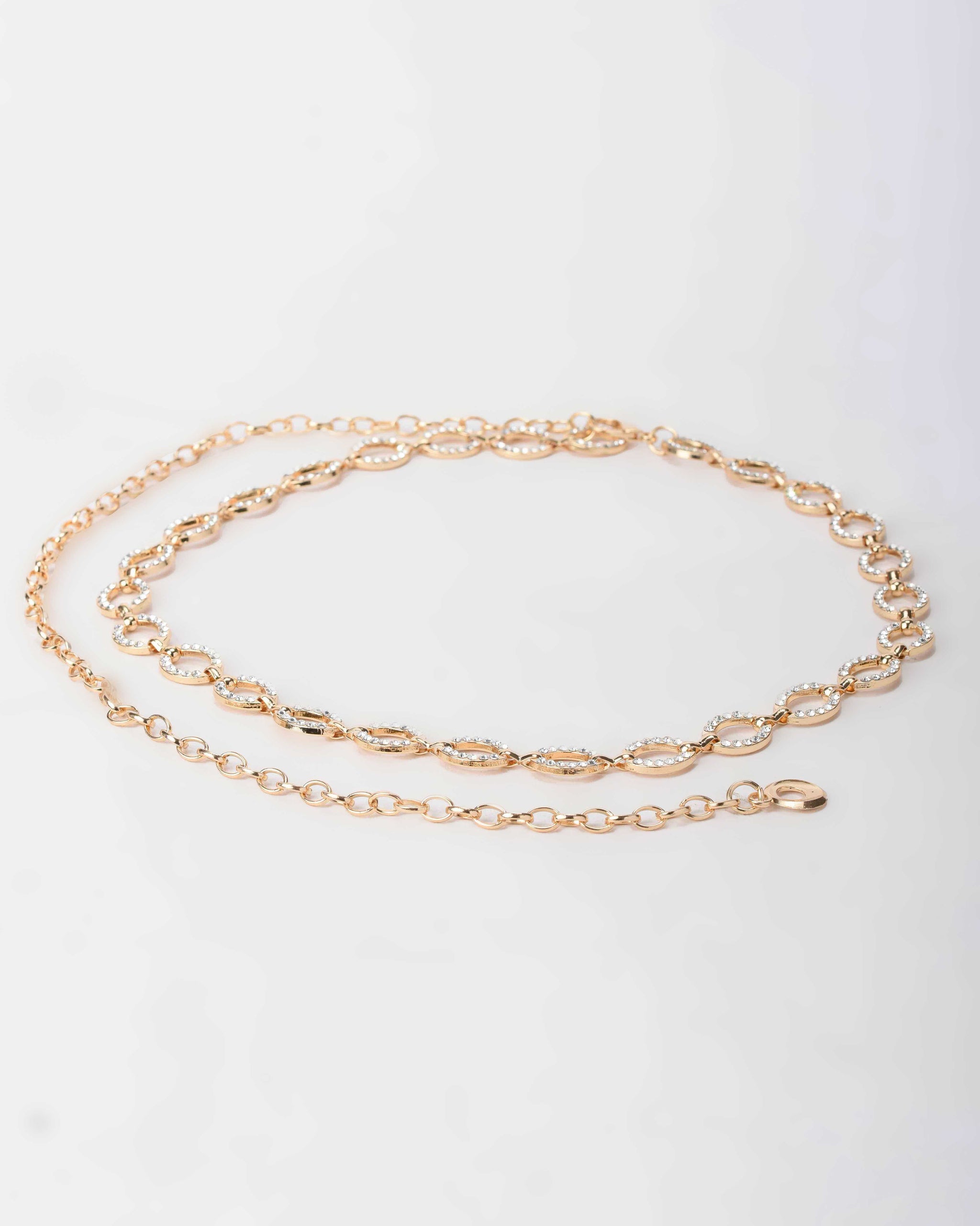 Gold Crystal Link Chain Belt Gold Crystal CZBELT - Cizaro Jeans