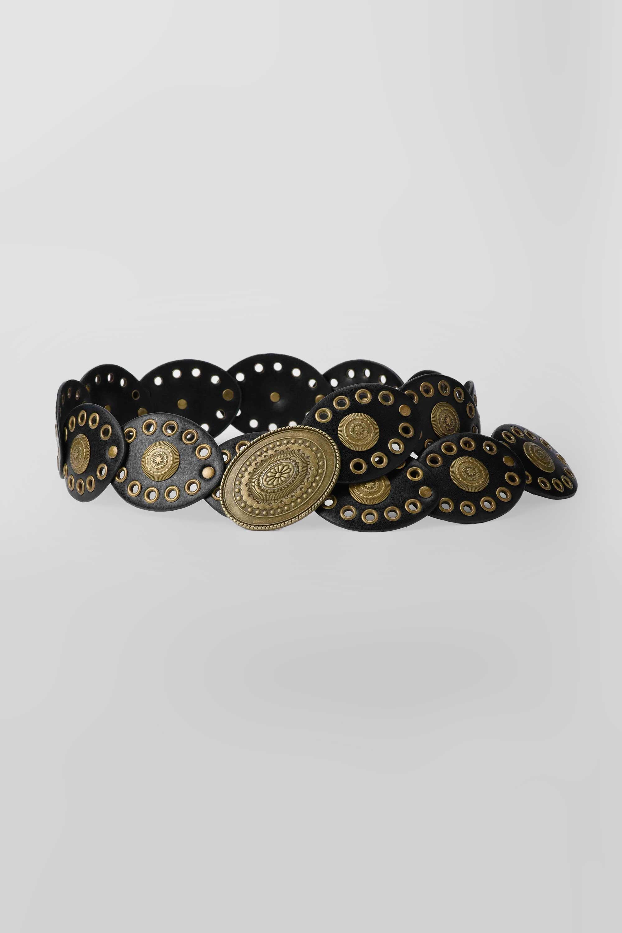 Medallion Disc Stretch Belt – Black Medallion Disc CZBELT - Cizaro Jeans