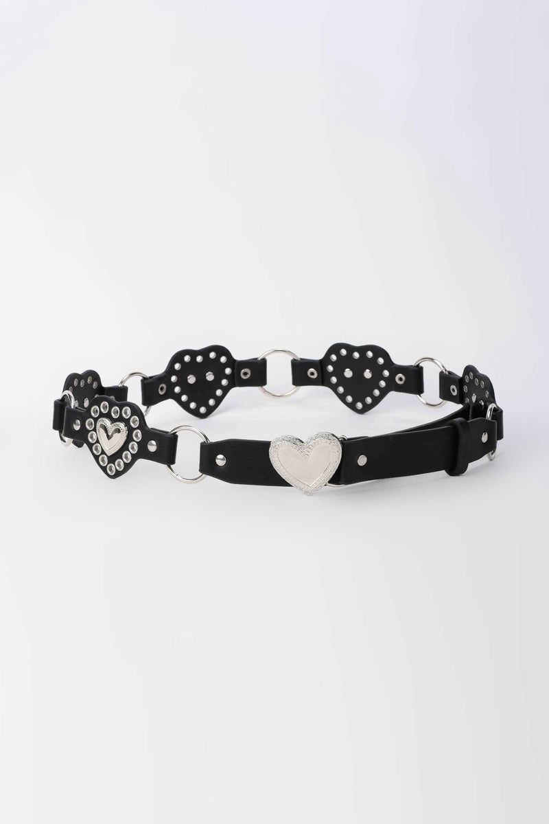 Heart Stud Belt – Black Black heart CZBELT - Cizaro Jeans