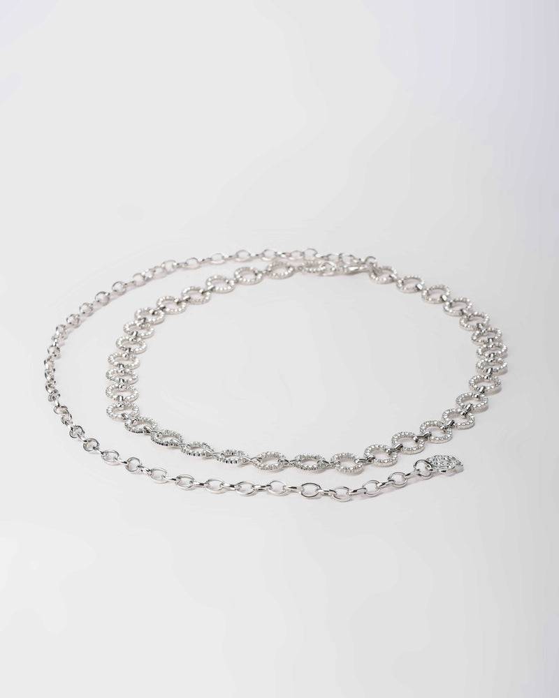 Crystal Link Chain Belt – Silver Belt CZBELT - Cizaro Jeans