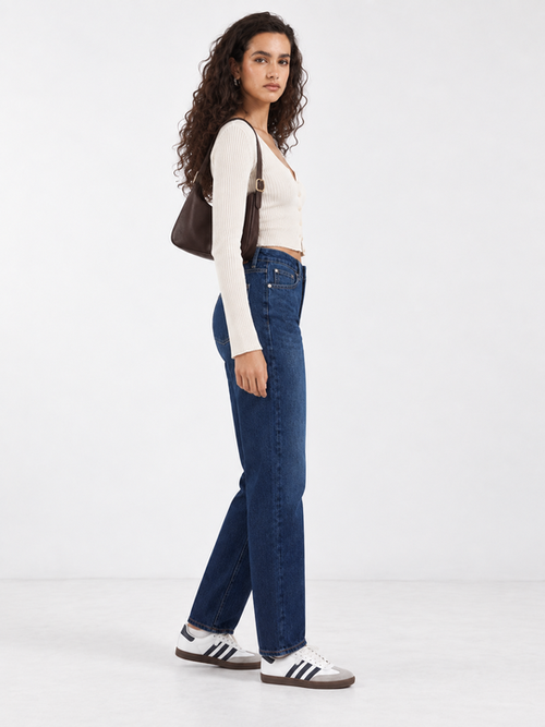 Mom Fit High waist Deep Ocean blue jeans Mom fit CIZARO - Cizaro Jeans