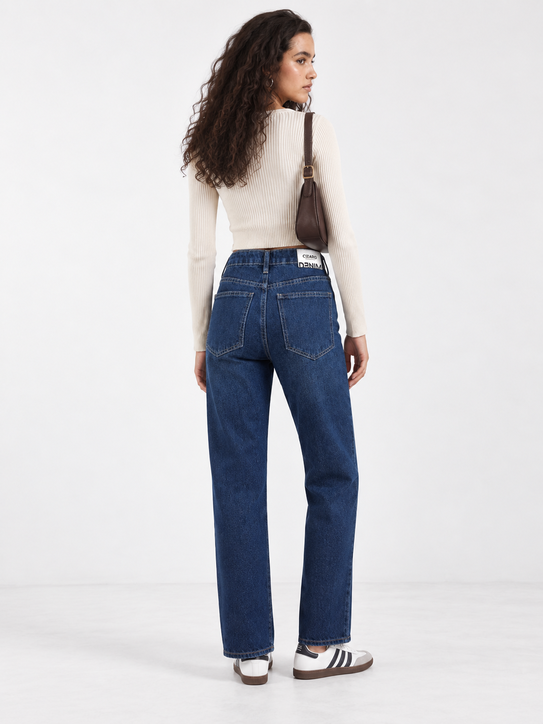 Mom Fit High waist Deep Ocean blue jeans