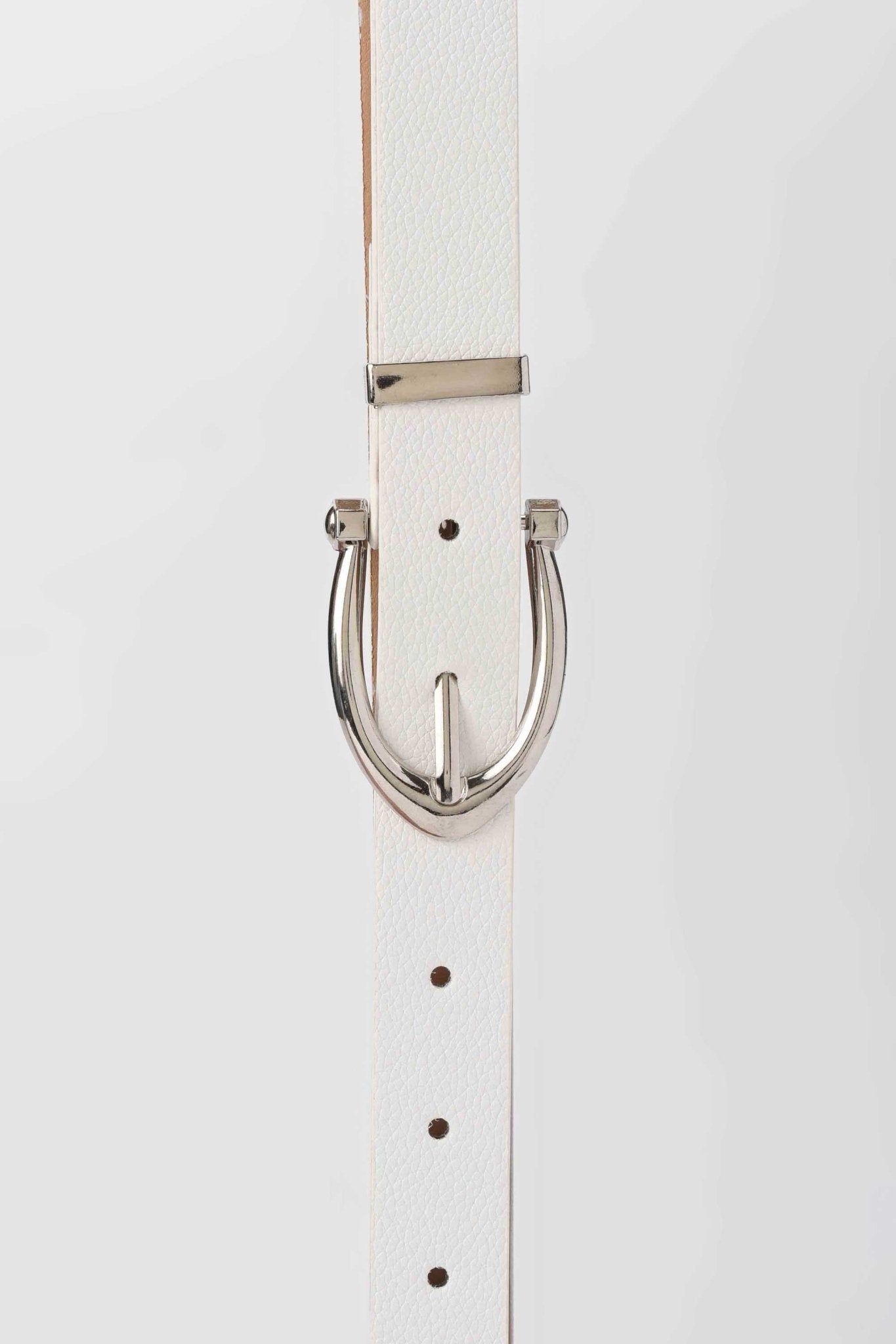 Belt | White Textured Belt with Curved Silver Buckle – Crisp & Classic Finish Belt - Acc CZBELT - Cizaro Jeans