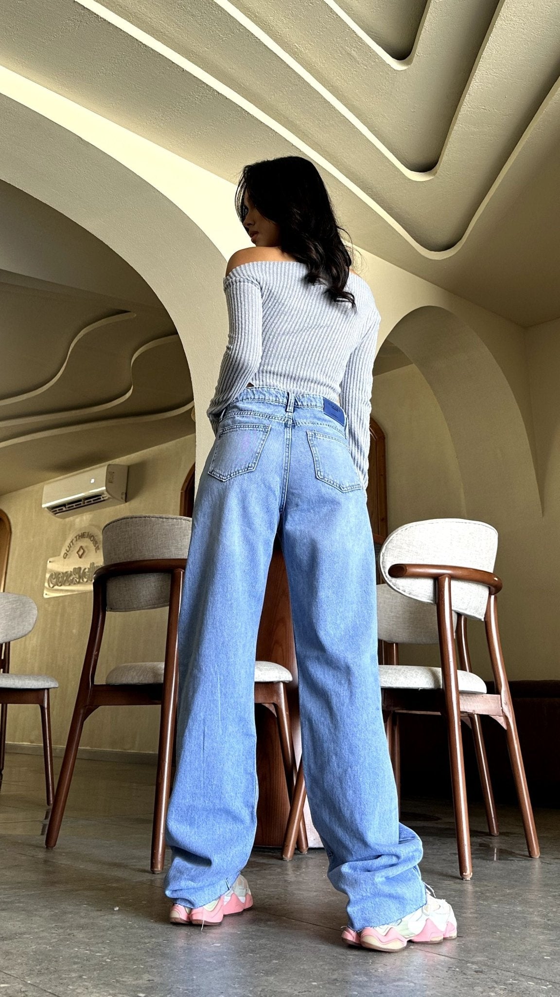 Classic Straight Leg - Light Blue Unfinished Hem Jeans. Straight Leg CIZARO    - Cizaro Jeans