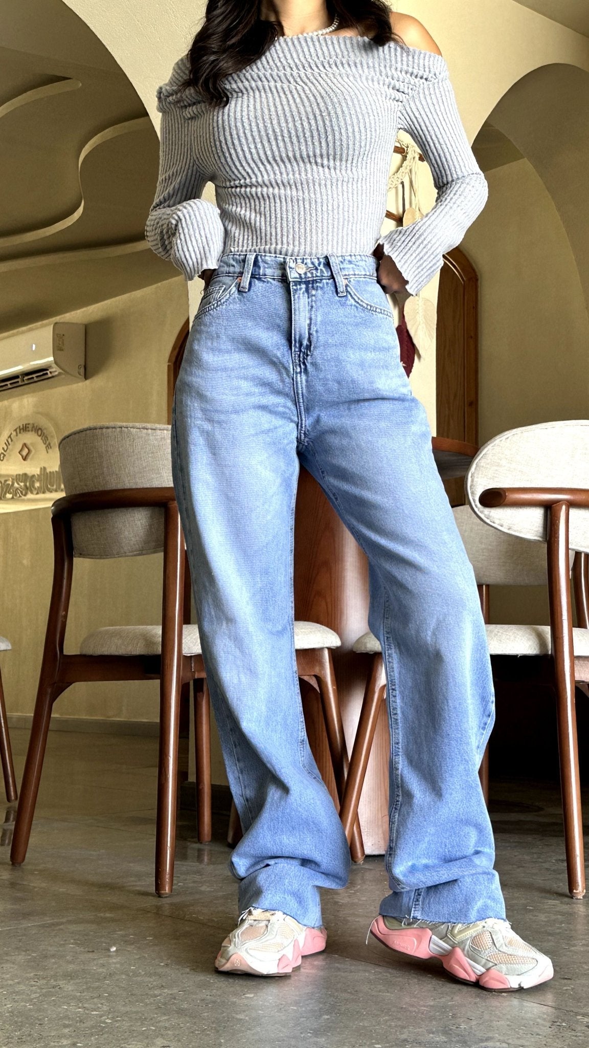 Classic Straight Leg - Light Blue Unfinished Hem Jeans. Straight Leg CIZARO    - Cizaro Jeans