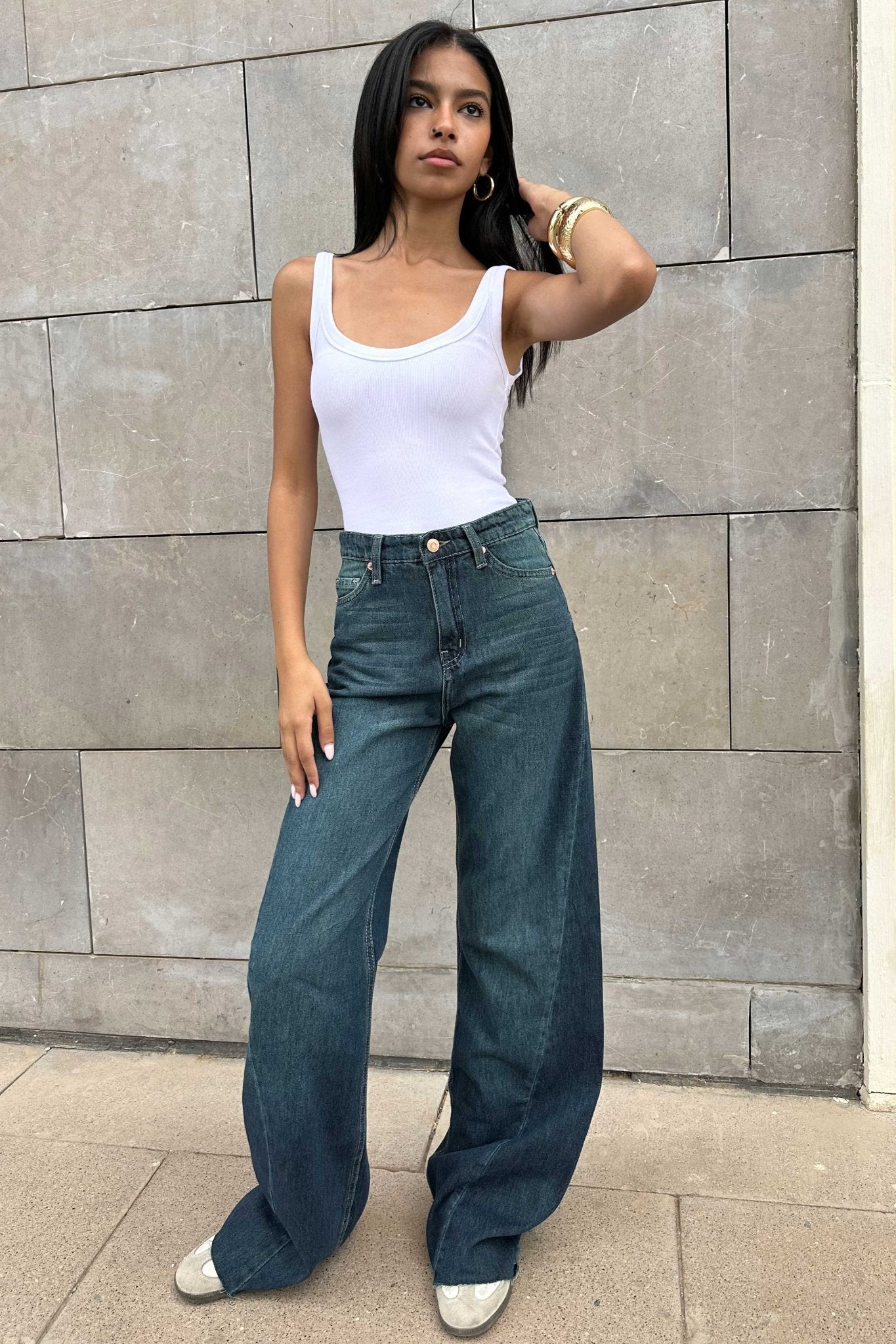 Super Baggy - High-Waist Deep Vintage Blue Jeans Super Baggy CIZARO - Cizaro Jeans