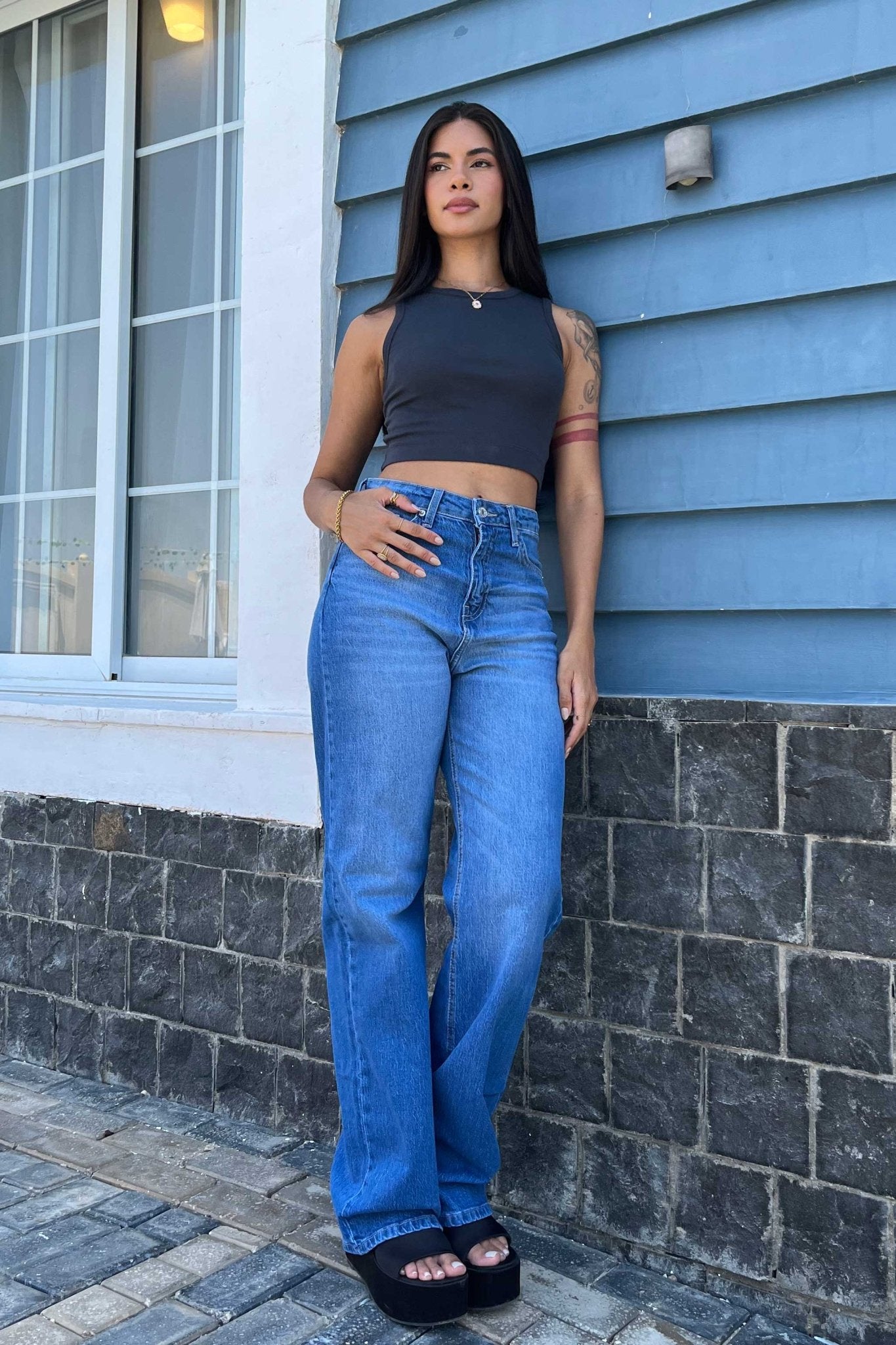 Straight-Leg - High-Waist Coastal blue Straight-Leg CIZARO - Cizaro Jeans