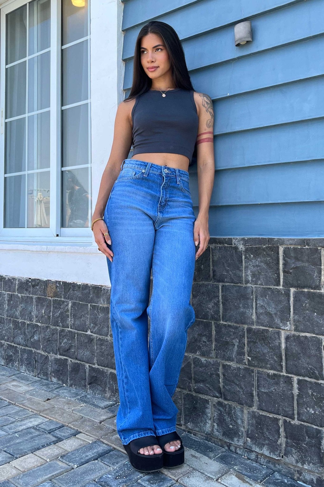 Straight-Leg - High-Waist Coastal blue Straight-Leg CIZARO - Cizaro Jeans