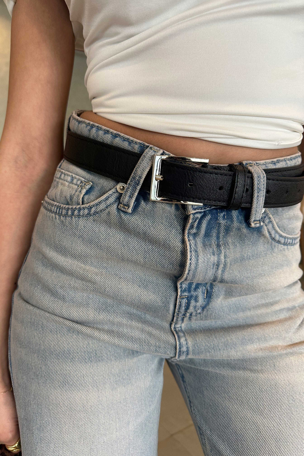 Wide Leg High Waist Raw Hem Turn-Up – Light Vintage Green Jeans