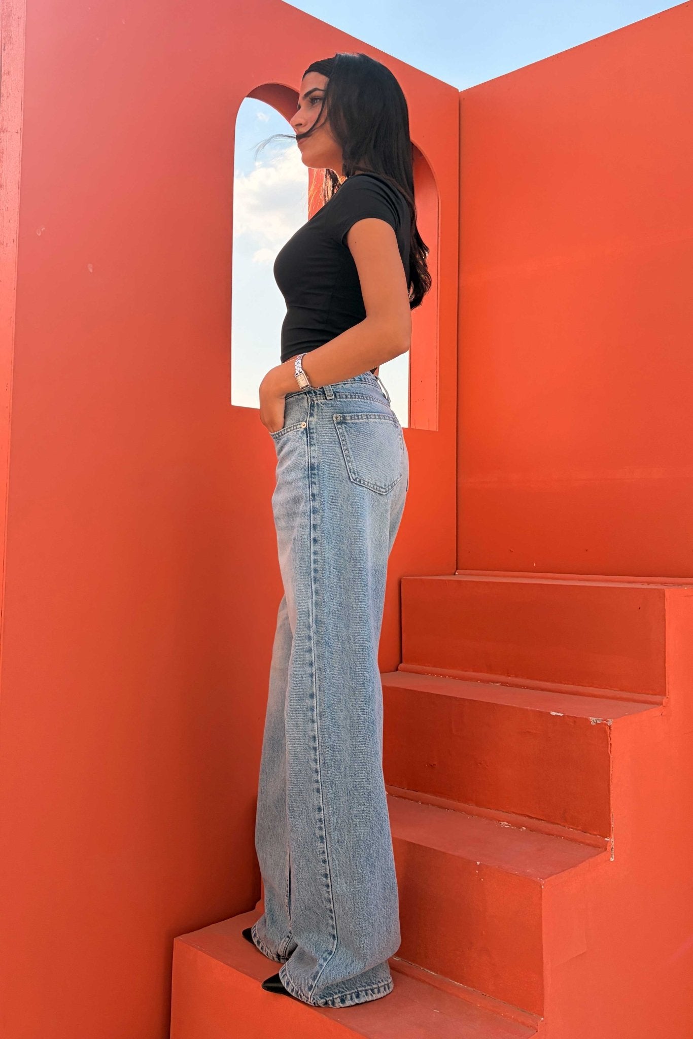 Wide Leg – Mid Rise Light Vintage Blue Jeans Wide-Leg CIZARO - Cizaro Jeans