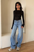 Wide Leg – Low Waist Powder Blue Jeans Wide-Leg CIZARO - Cizaro Jeans