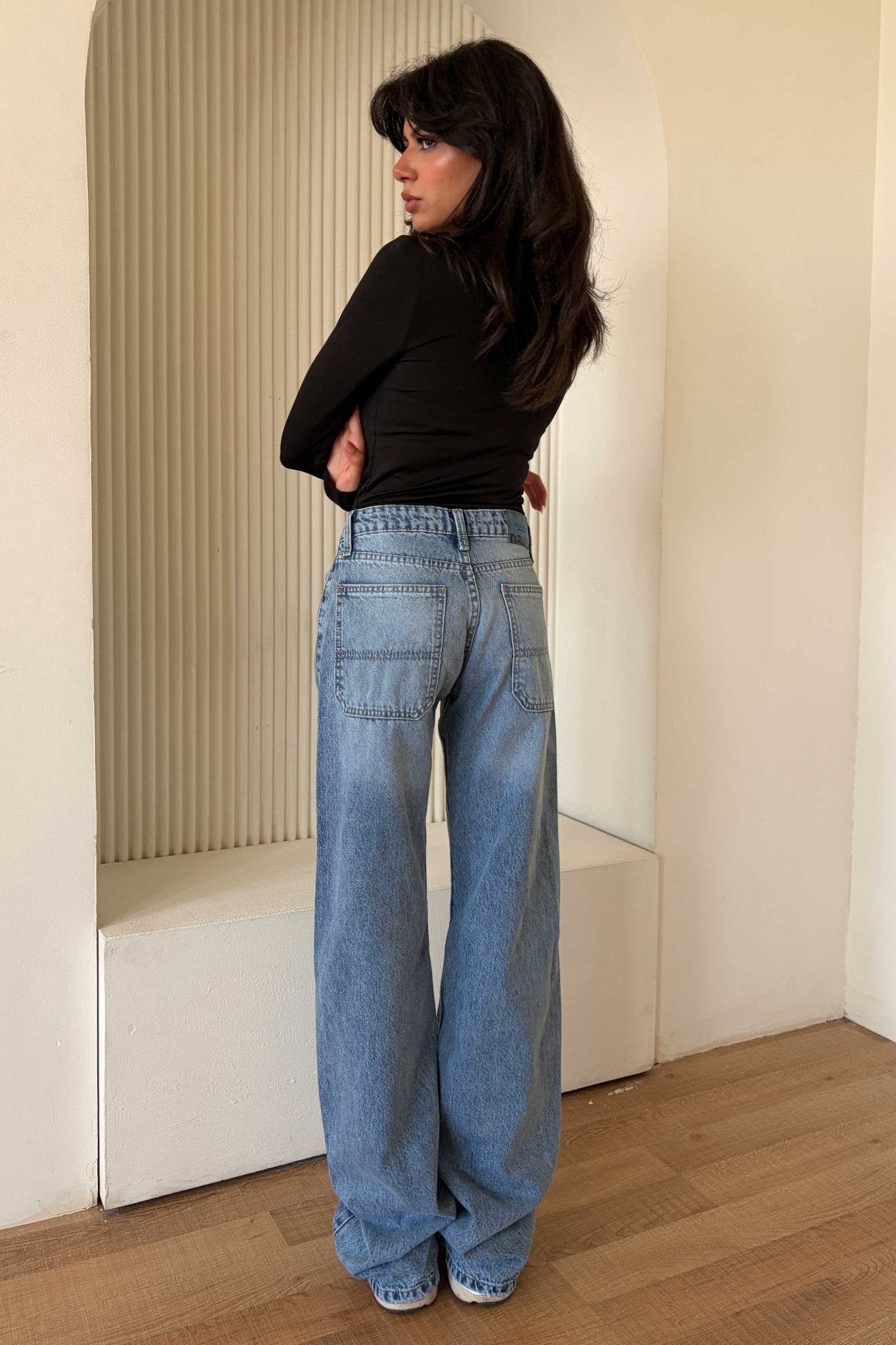 Wide Leg – Low Waist Powder Blue Jeans Wide-Leg CIZARO - Cizaro Jeans