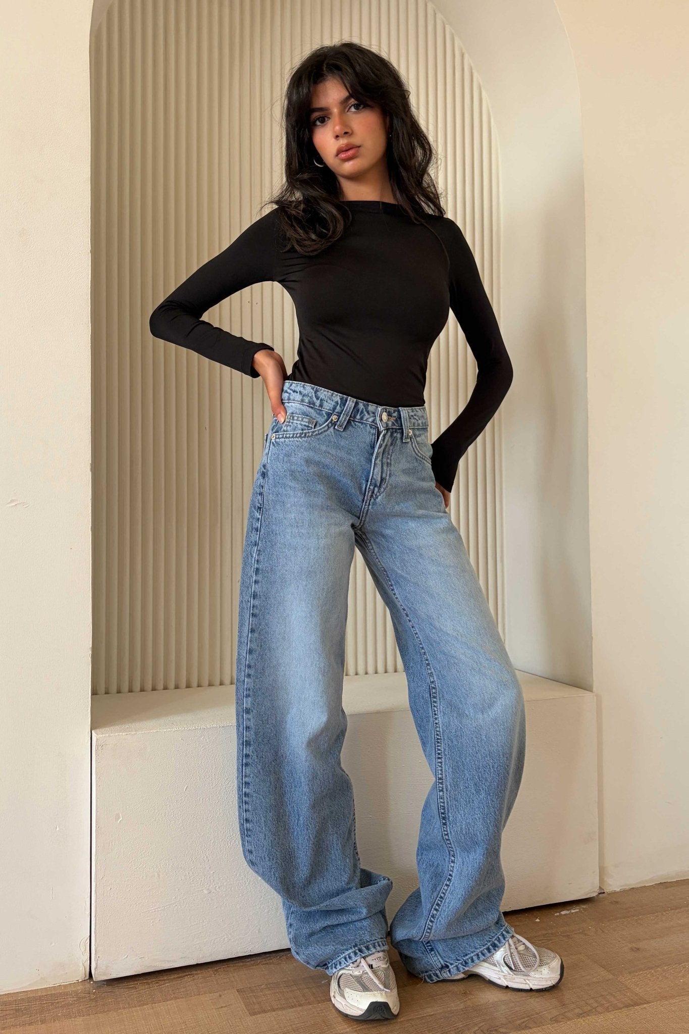Wide Leg – Low Waist Powder Blue Jeans Wide-Leg CIZARO - Cizaro Jeans