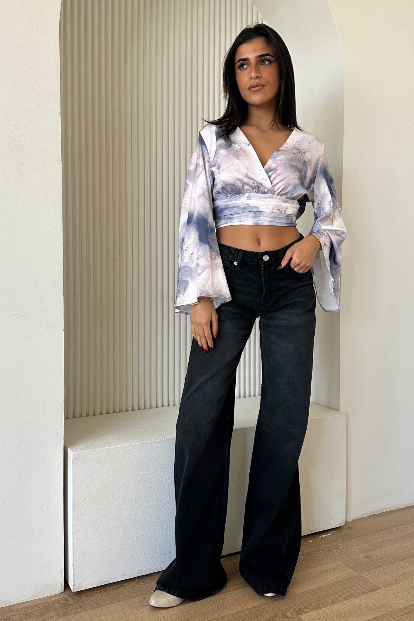 Baggy – Mid Rise Flex Waist Washed Black Jeans Baggy CIZARO - Cizaro Jeans