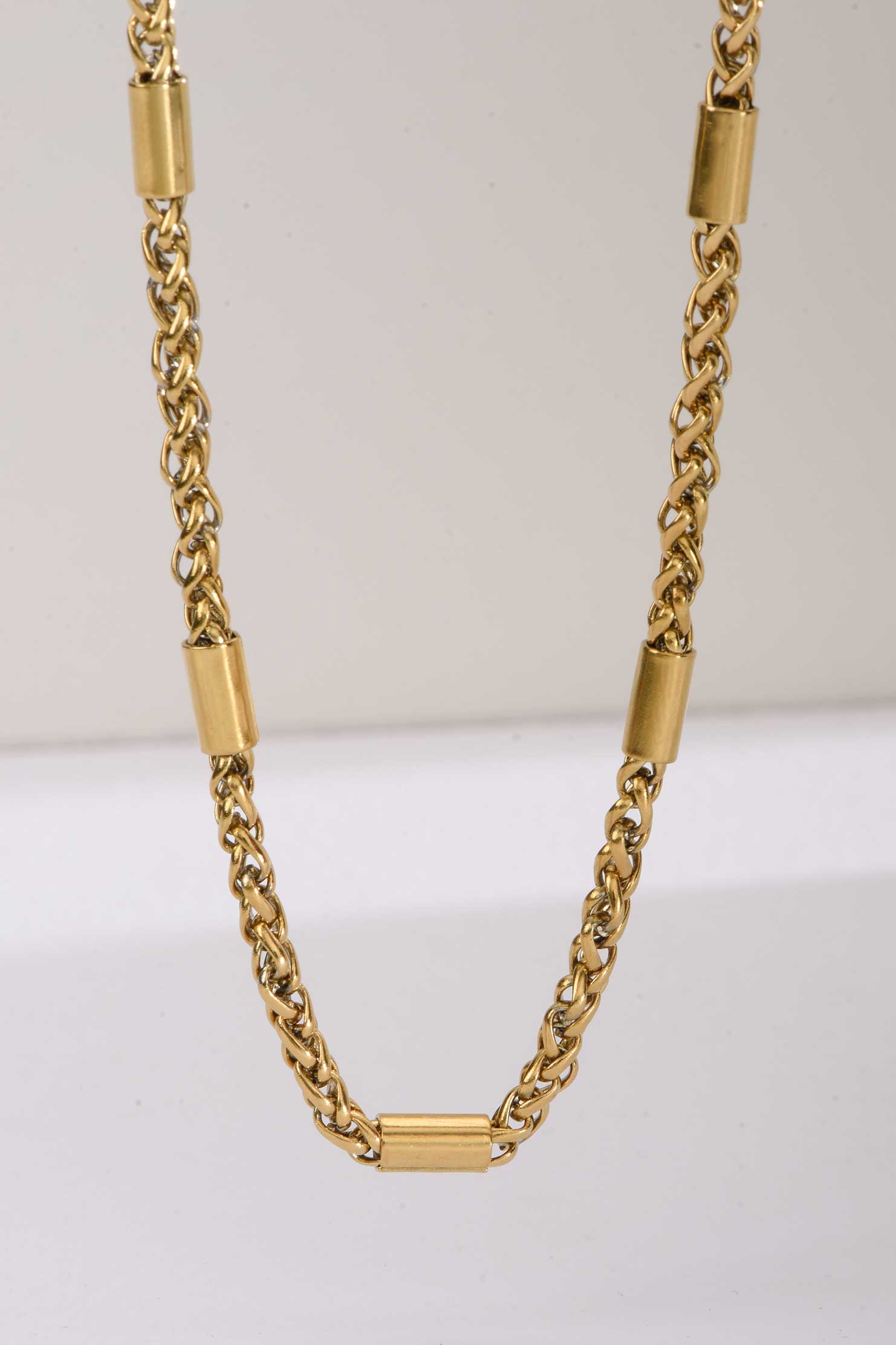 Stainless Steel Bracelet | Gold-Tone Rope Chain with Barrel Accents BRACELET Accessories - Cizaro Jeans