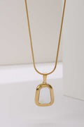 Stainless Steel Necklace | Abstract Gold Pendant with White Enamel Center Accessories Accessories - Cizaro Jeans