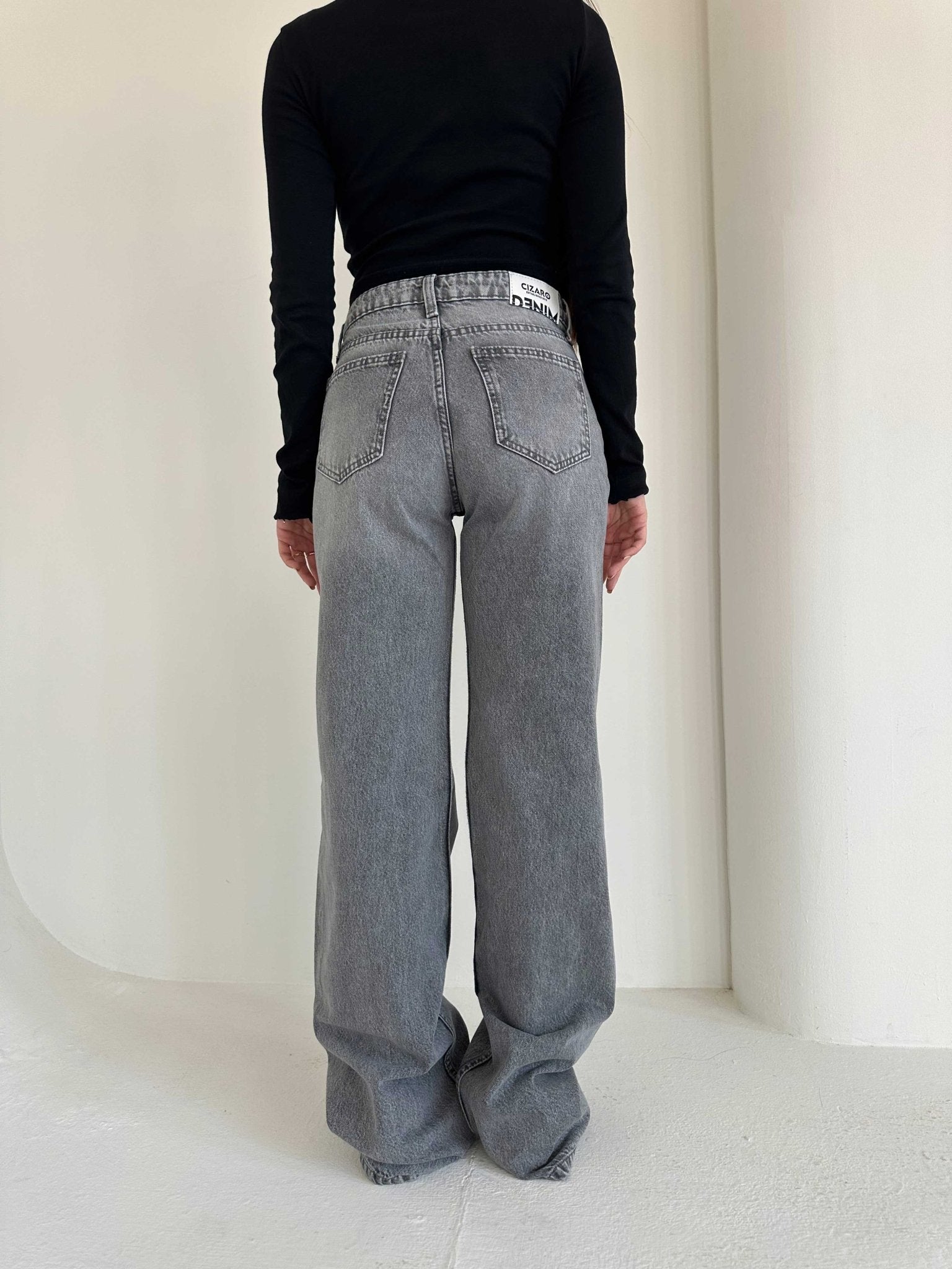 Baggy – Mid Rise Mid Grey Washed Jeans Baggy CIZARO - Cizaro Jeans
