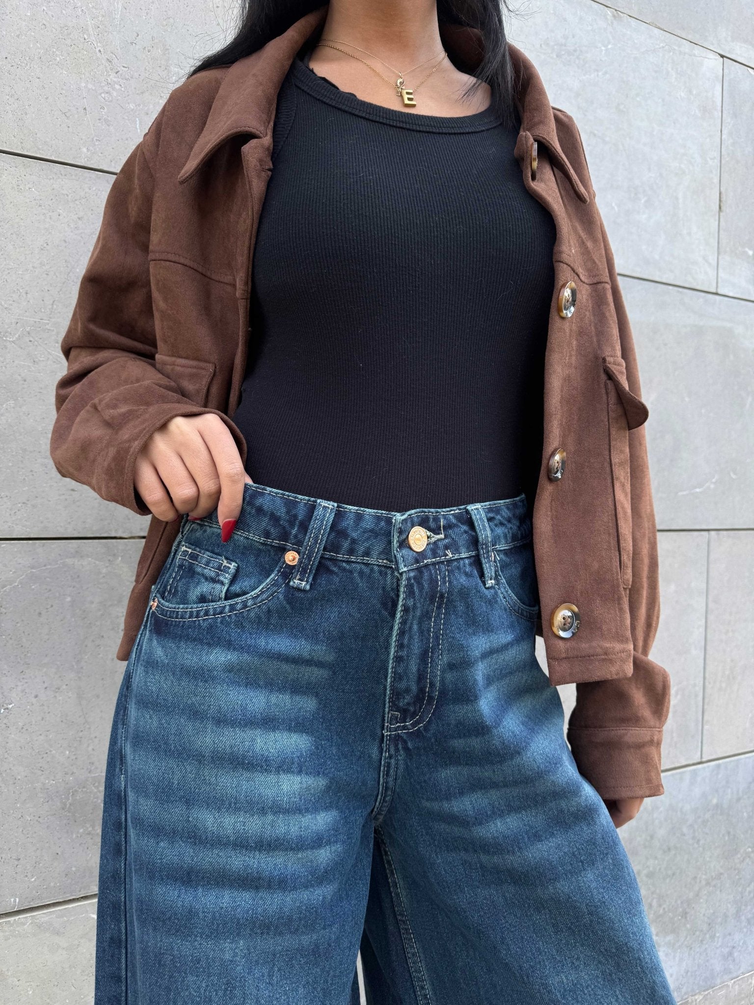 Loose Baggy – Mid Rise Deep Vintage Green Jeans Baggy CIZARO - Cizaro Jeans