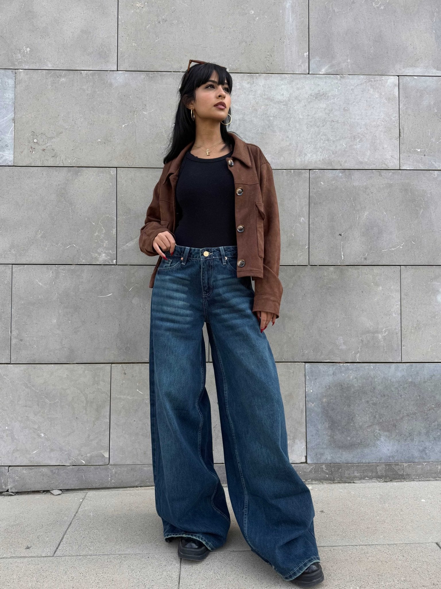 Loose Baggy – Mid Rise Deep Vintage Green Jeans Baggy CIZARO - Cizaro Jeans