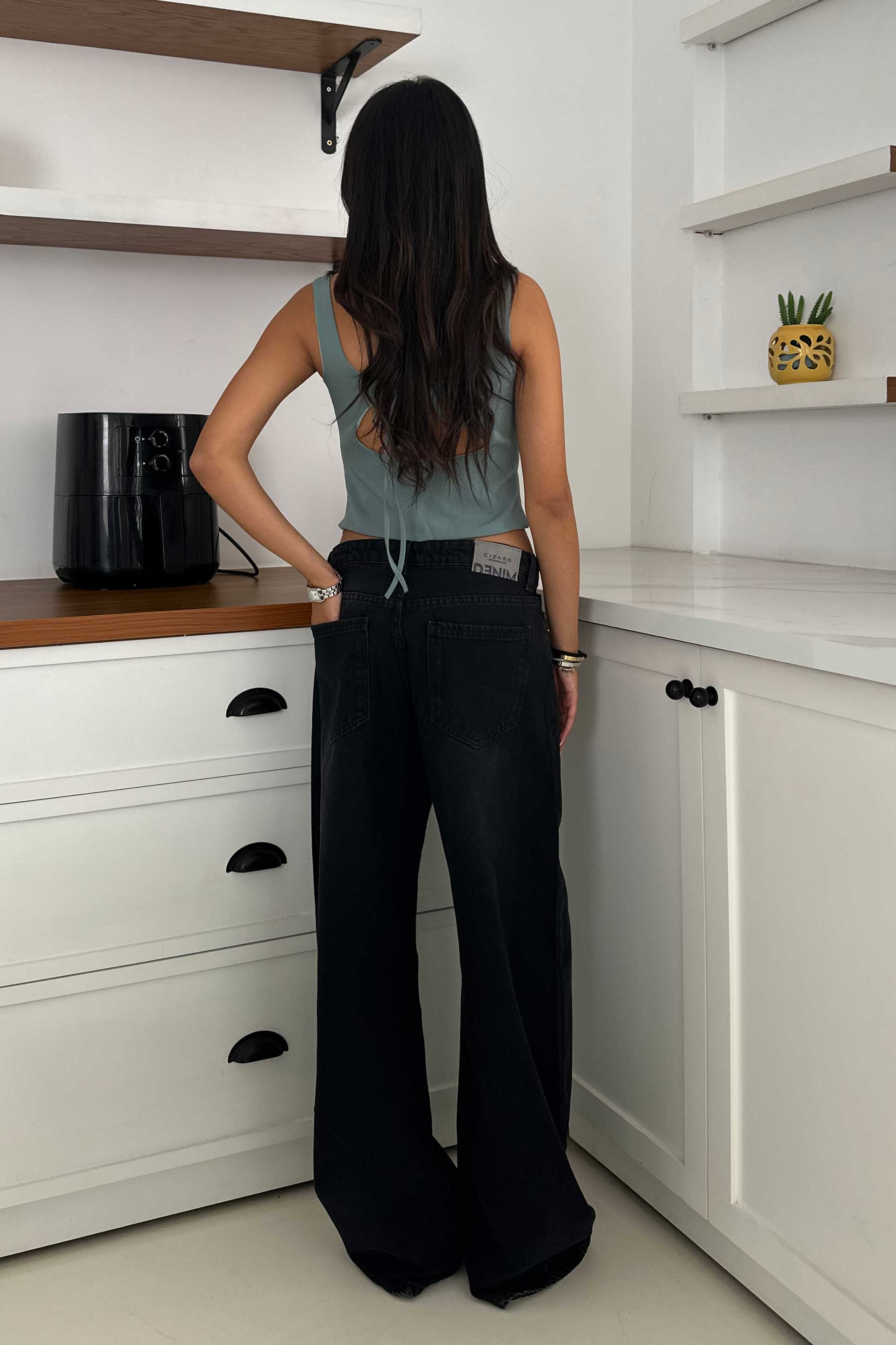 Baggy – Low Waist Washed Black Jeans Baggy CIZARO - Cizaro Jeans