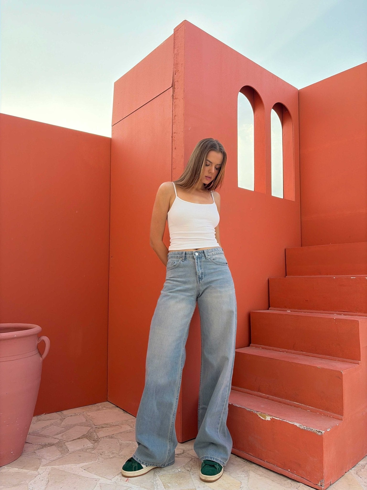 Baggy – Mid Rise Light Vintage Blue Jeans Baggy CIZARO - Cizaro Jeans