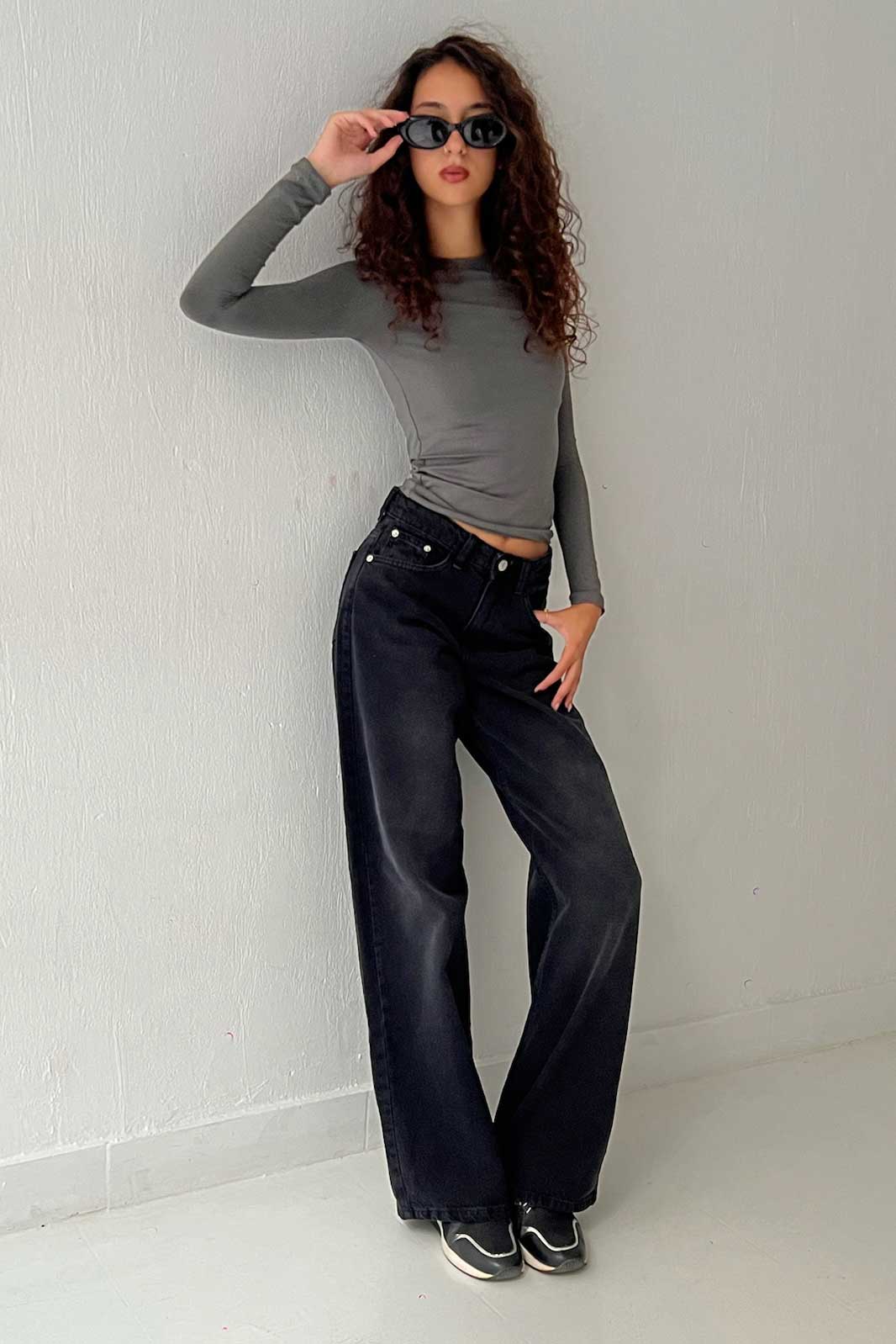 Baggy – Mid Rise Washed Black Jeans Baggy CIZARO - Cizaro Jeans