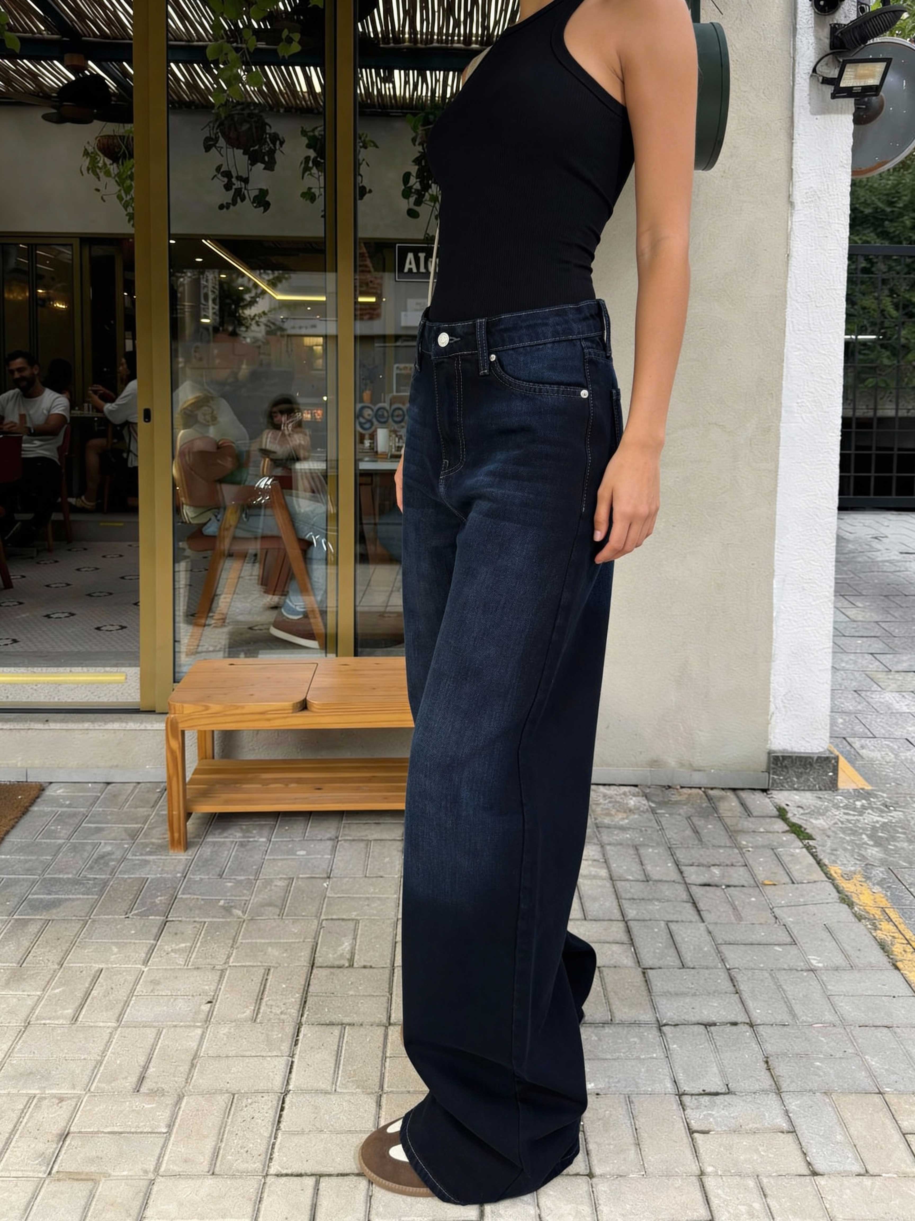 Baggy – High-Waist Deep Ocean Blue Jeans baggy CIZARO - Cizaro Jeans