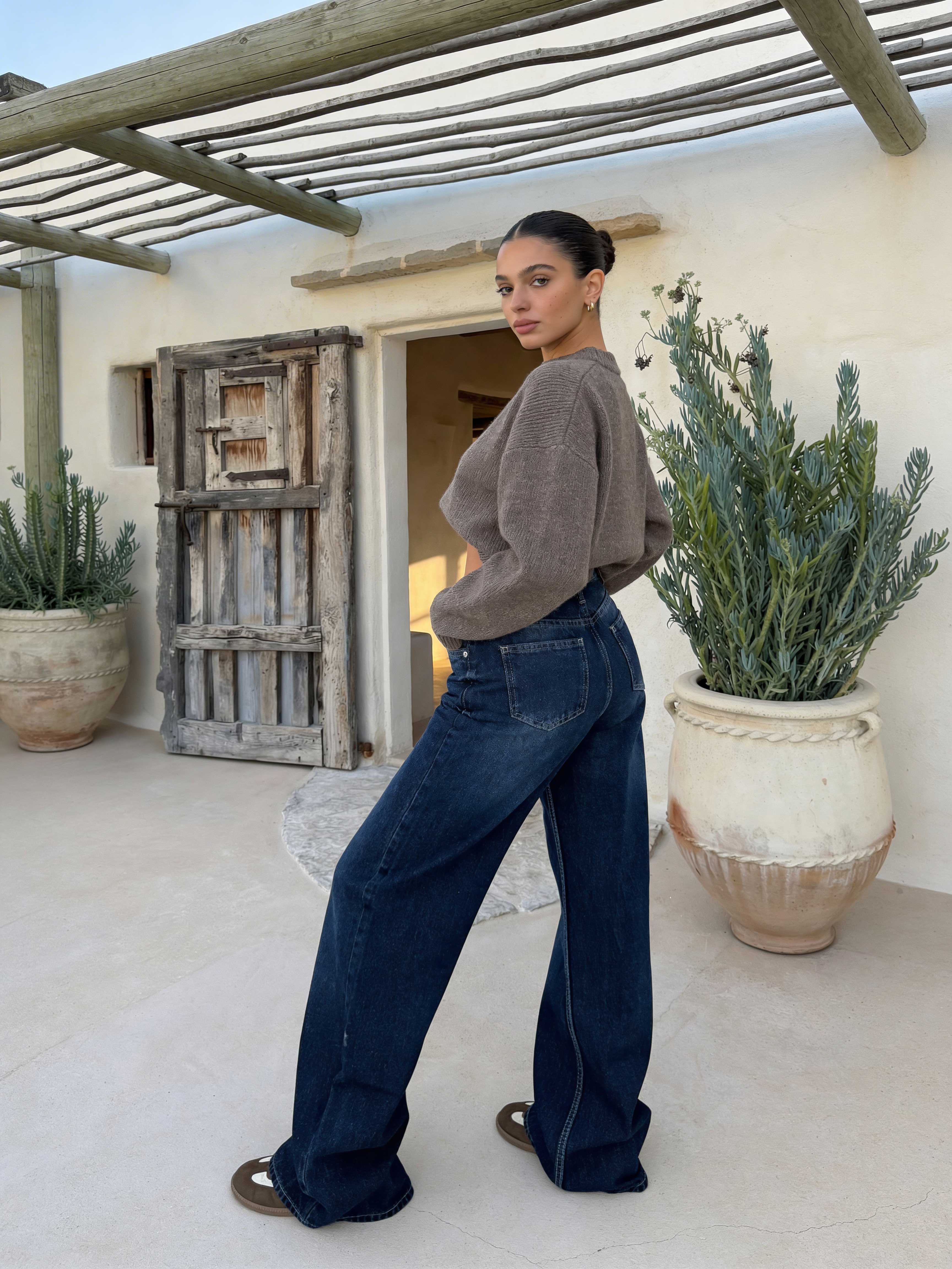 Baggy , High waist Deep ocean blue jeans Baggy CIZARO - Cizaro Jeans