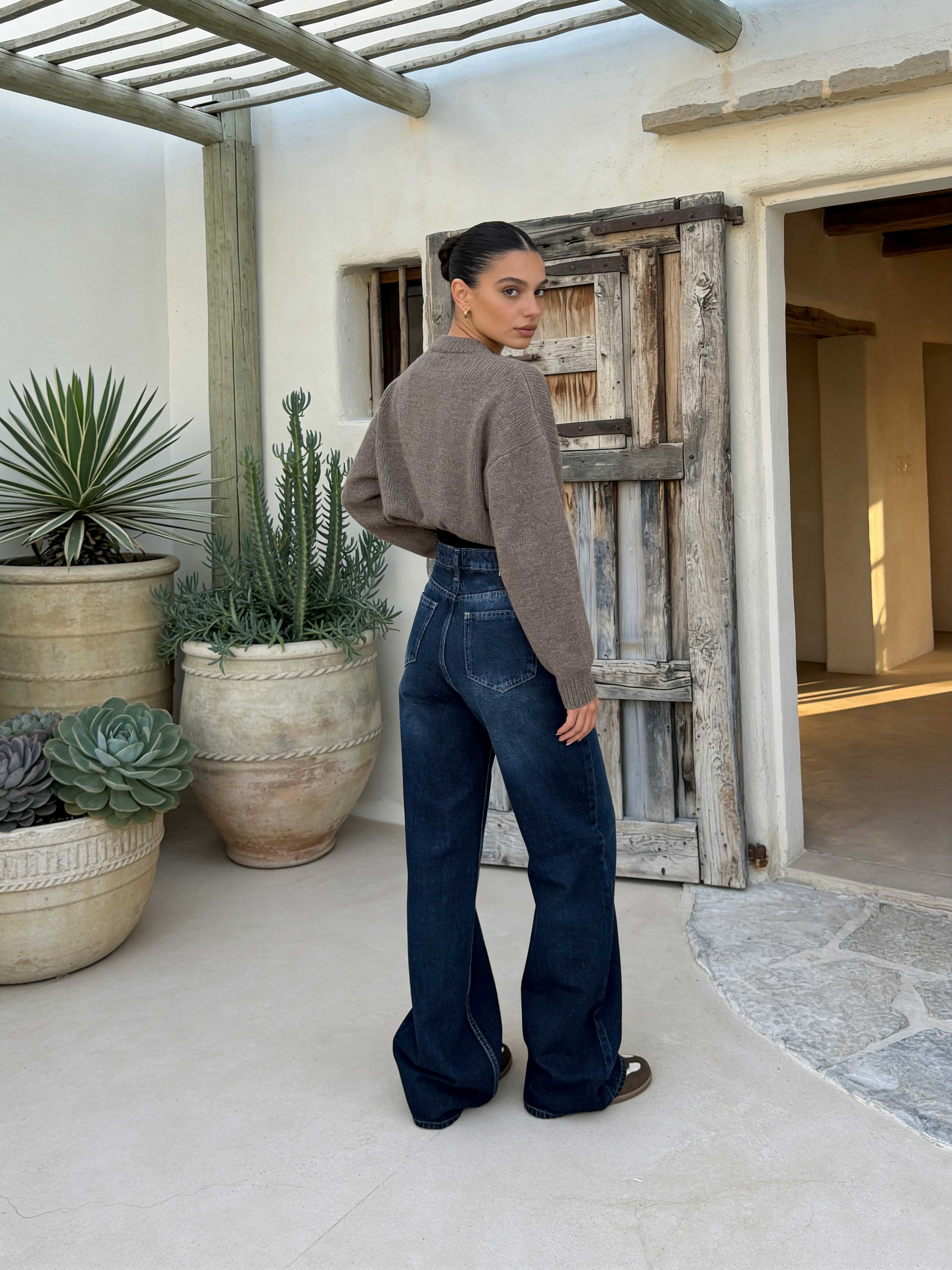 Baggy , High waist Deep ocean blue jeans Baggy CIZARO - Cizaro Jeans